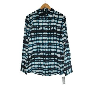 INC Mens Long Sleeve Tie Dye Button Up